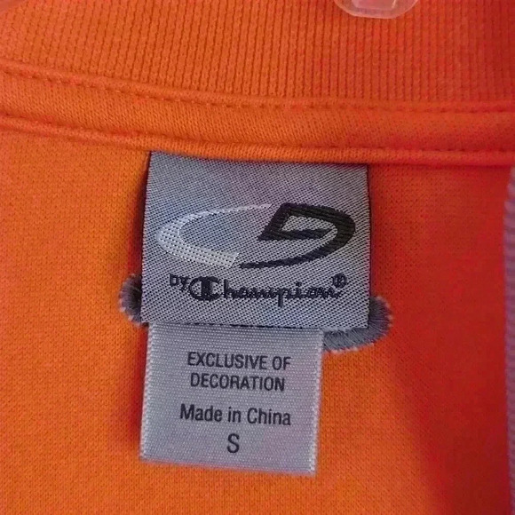 Champion Mens Size S Full Zip Up Mock Neck Athletic Jacket Orange Long Sleeve - Picture 9 of 11